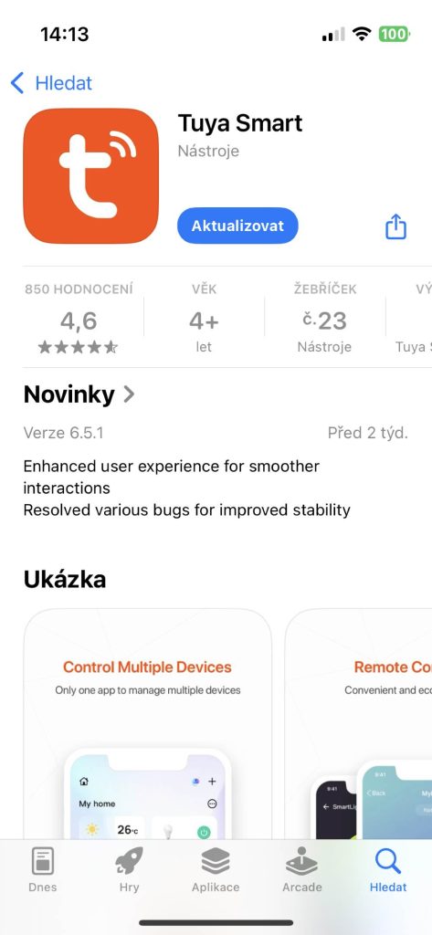 Aplikace Tuya Smart v App Store