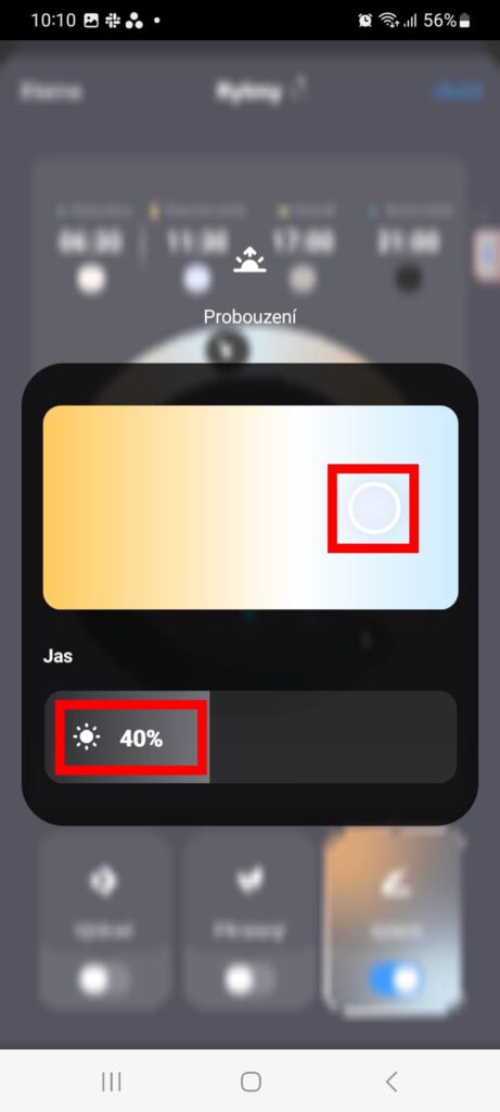 Aplikace Tuya Smart nastavení denního rytmu.