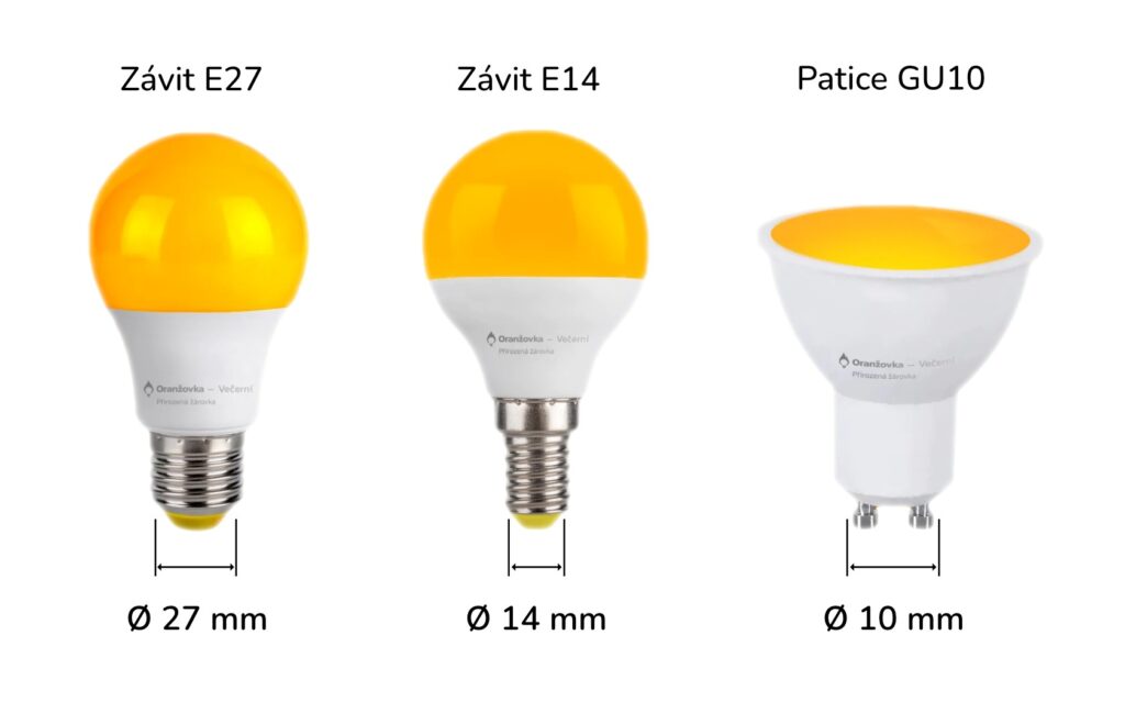 Žárovky Oranžovky závit E27, závit E14 a patice GU10