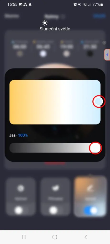 Nastavení denních režimů u chytré žárovky Oranžovky v aplikaci Tuya – Smart Life, Smart Living