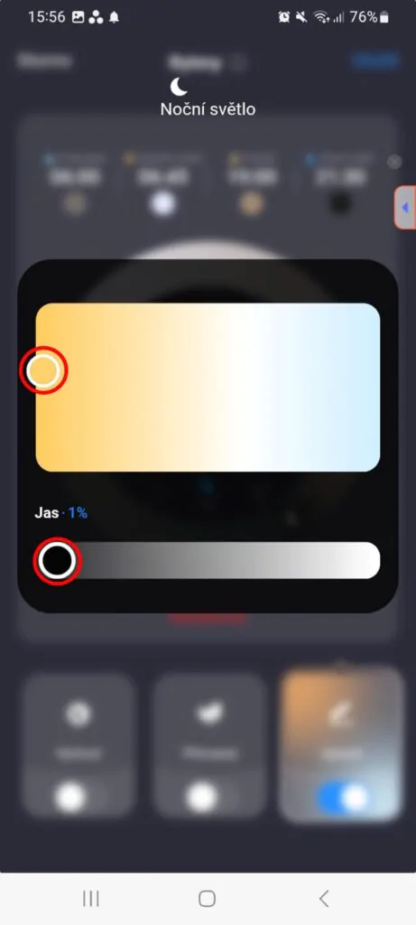 Nastavení denních režimů u chytré žárovky Oranžovky v aplikaci Tuya – Smart Life, Smart Living
