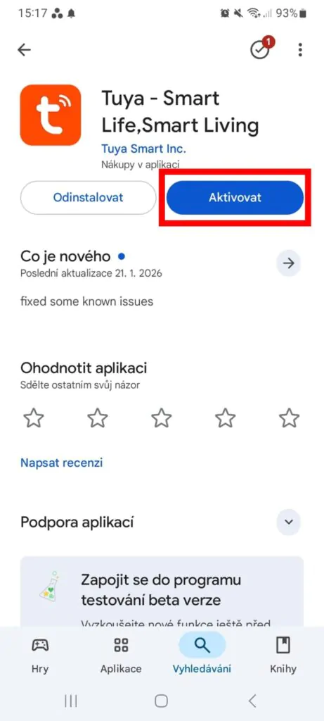 Aktualizace aplikace Tuya – Smart Life, Smart Living v systému Android